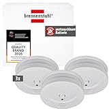 Brennenstuhl Rauchmelder Set, 3X RM C 9010 mit austauschbarer Batterie (geprüft nach EN 14604, durchdringendes Alarmsignal) weiß